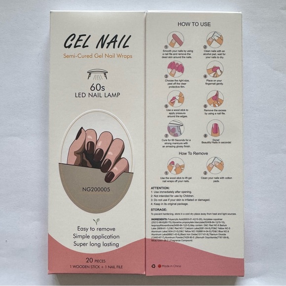 5/$25! Gel Nail Semi-Cured Gel Nail Wraps with wooden stick & Nail file - Picture 5 of 7